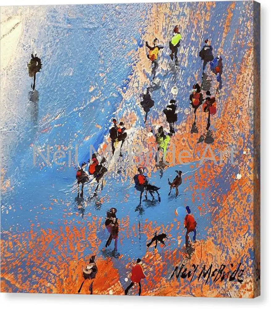Beach Gold | Beach scene Canvas Prints 14’’ x 14’’ / Mirrored / Glossy Canvas Print