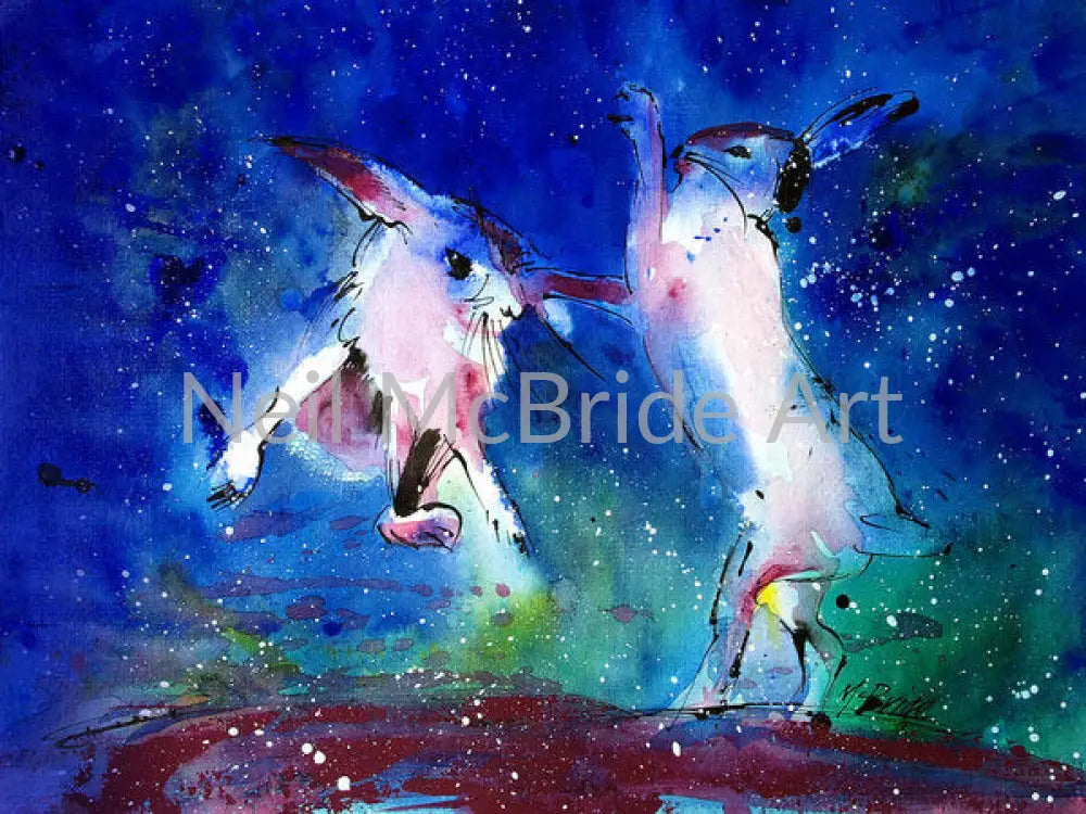 Boxing Hares - Art Prints on paper by Neil McBride Art