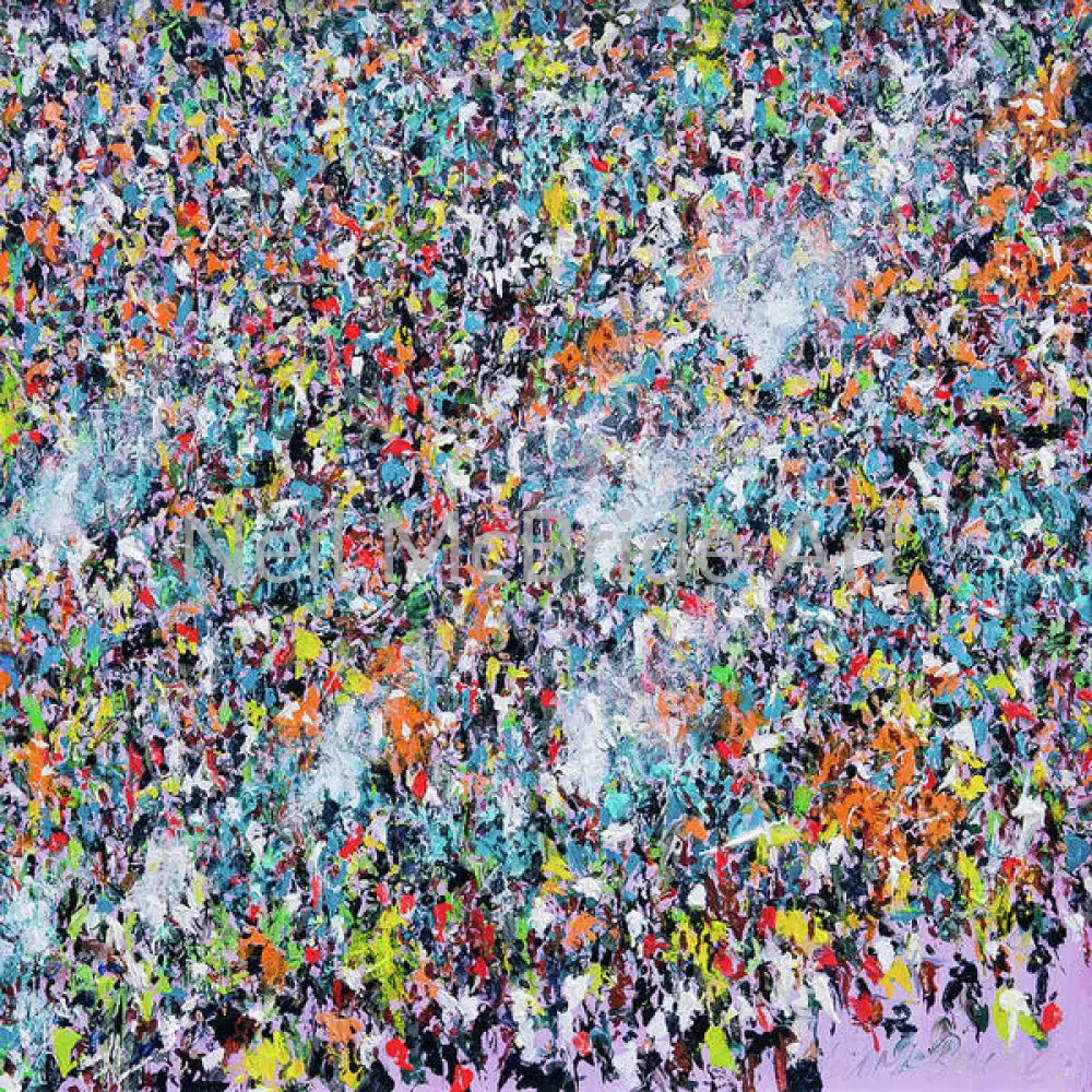 This art print on paper features a crowd of people camping out on a music festival field. The paper it is printed on is aptly named Somerset Velvet after the home of the famous Glastonbury Festival in Somerset, England.