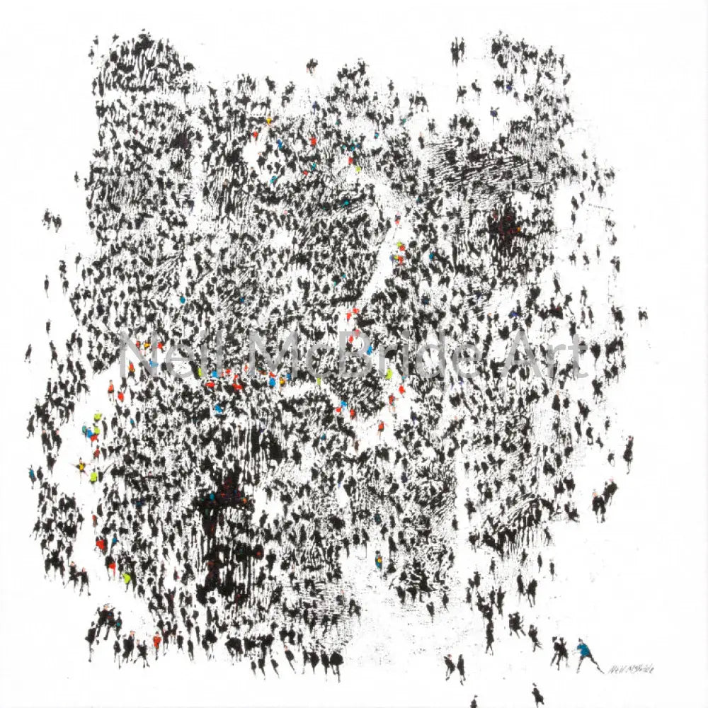 Cross Country in the Black Forest - original painting of crowds of runners on canvas - Neil McBride Art