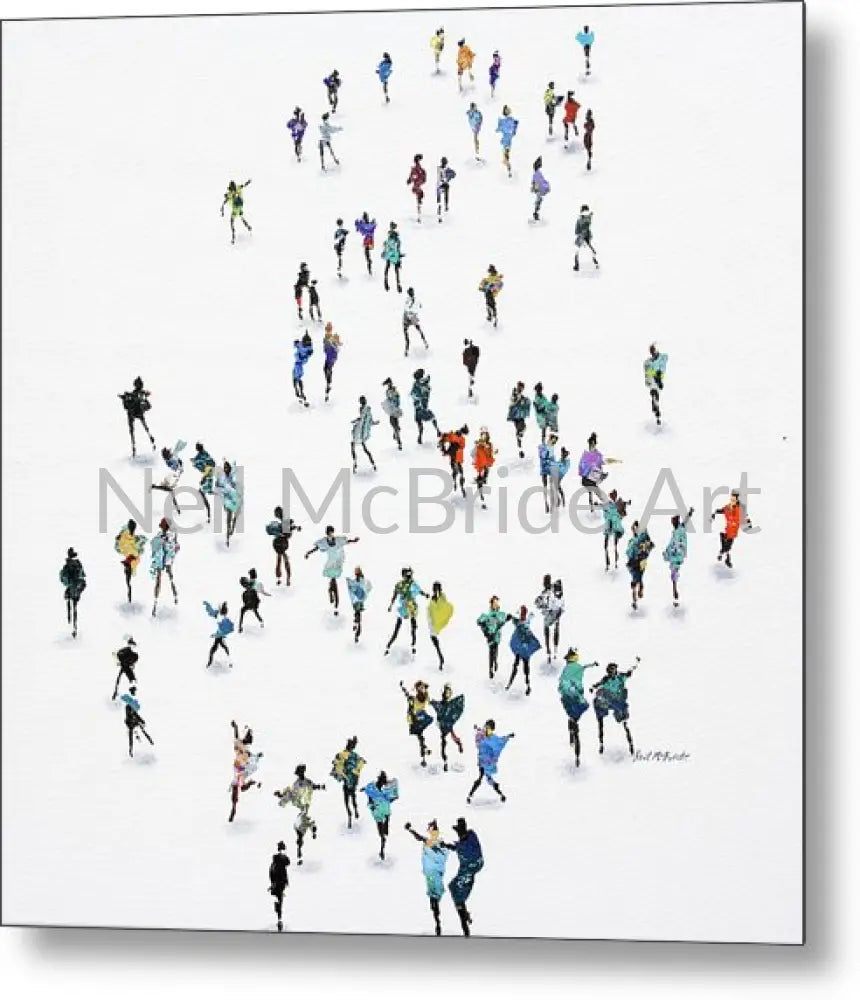 Dancing inspired art print on metal full of dancers making cool dance moves.