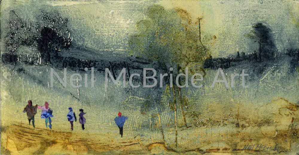 Escape to the Country, original mixed media escapism art by Neil McBride Art