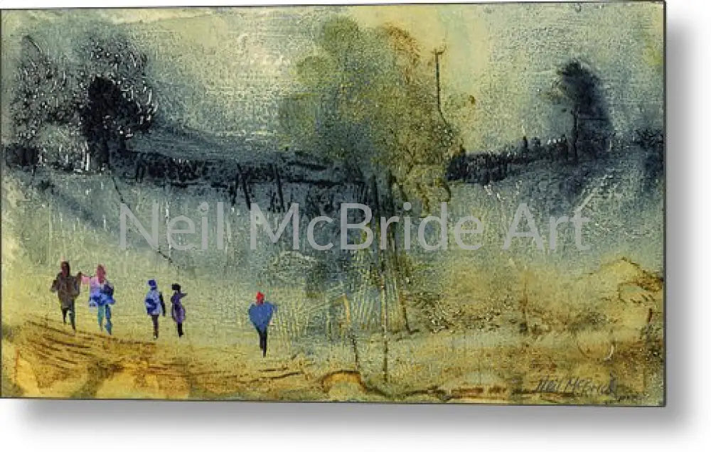 Escape to the country with this ochre and grey artwork creted in Yorkshire