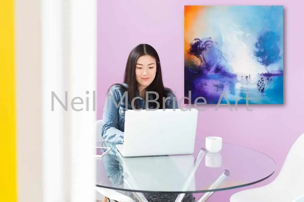 Lagoon painting in a study setting by Neil McBride