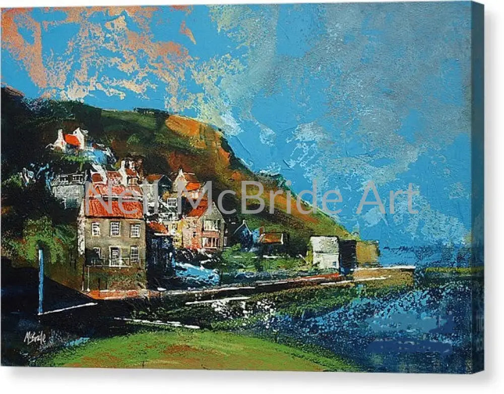 Runswick Bay Yorkshire Canvas Print 16.000’’ x 10.750’’ / Mirrored / Glossy Canvas Print