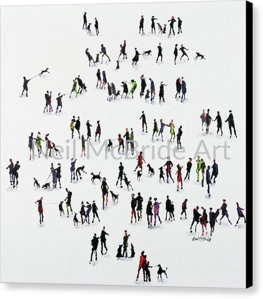 Dogs straining at the leash captured on canvas prints from the studio of Neil McBride