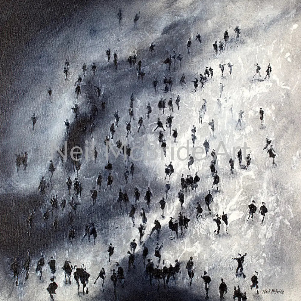 Walk at Dusk. Small monochrome original art for inspiration. © Neil McBride 2023