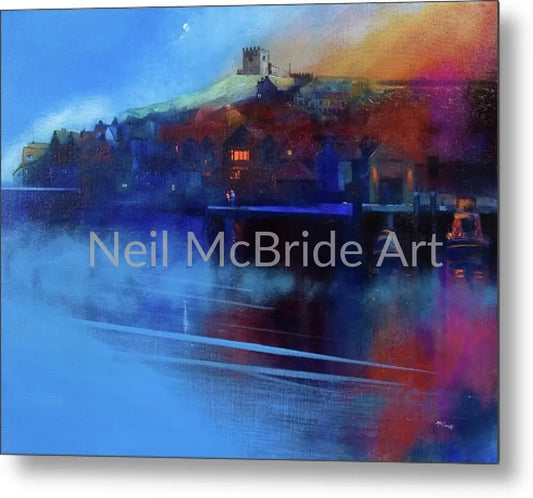 Whitby Moon and Mist Metal Print 8’’ x 6.5’’ Metal Print