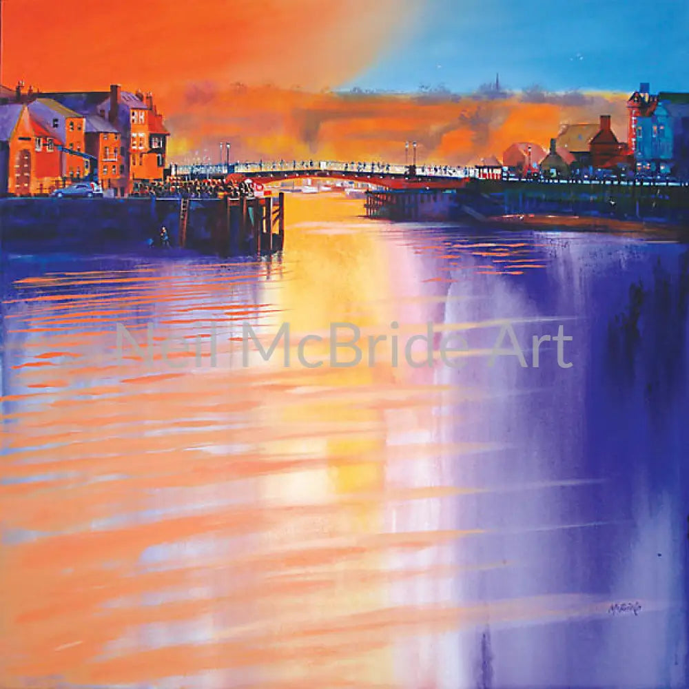 Whitby paintings like this of the Swing Bridge are available at Neil McBride Art