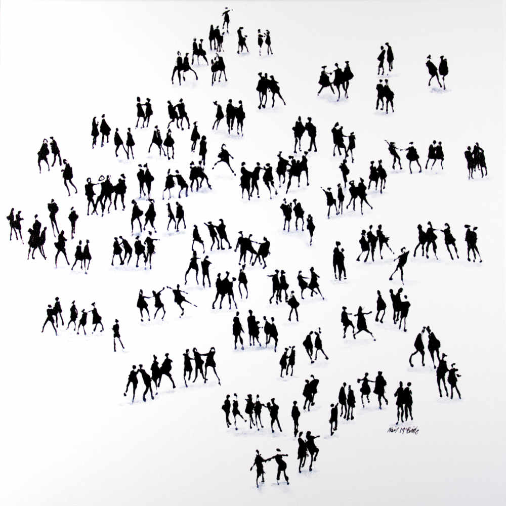 Original painting of a crowd titled Happy Days by Neil McBride ©Neil McBride 2020