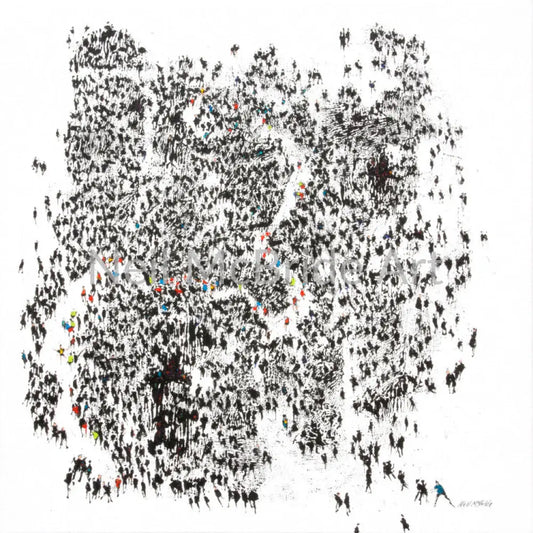 Cross Country in the Black Forest - original painting of crowds of runners on canvas - Neil McBride Art