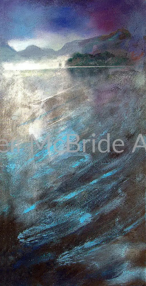 Derwentwater Mist, landscape art prints on textured watercolour paper form the studio of artist  Neil McBride.