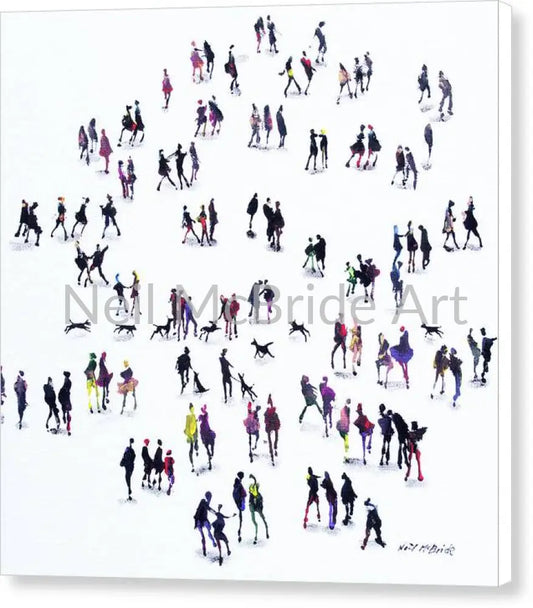 dog Meet is a fun packed crowd of dogs and their people captured on canvas prints ready to hang. © Neil McBride 2025
