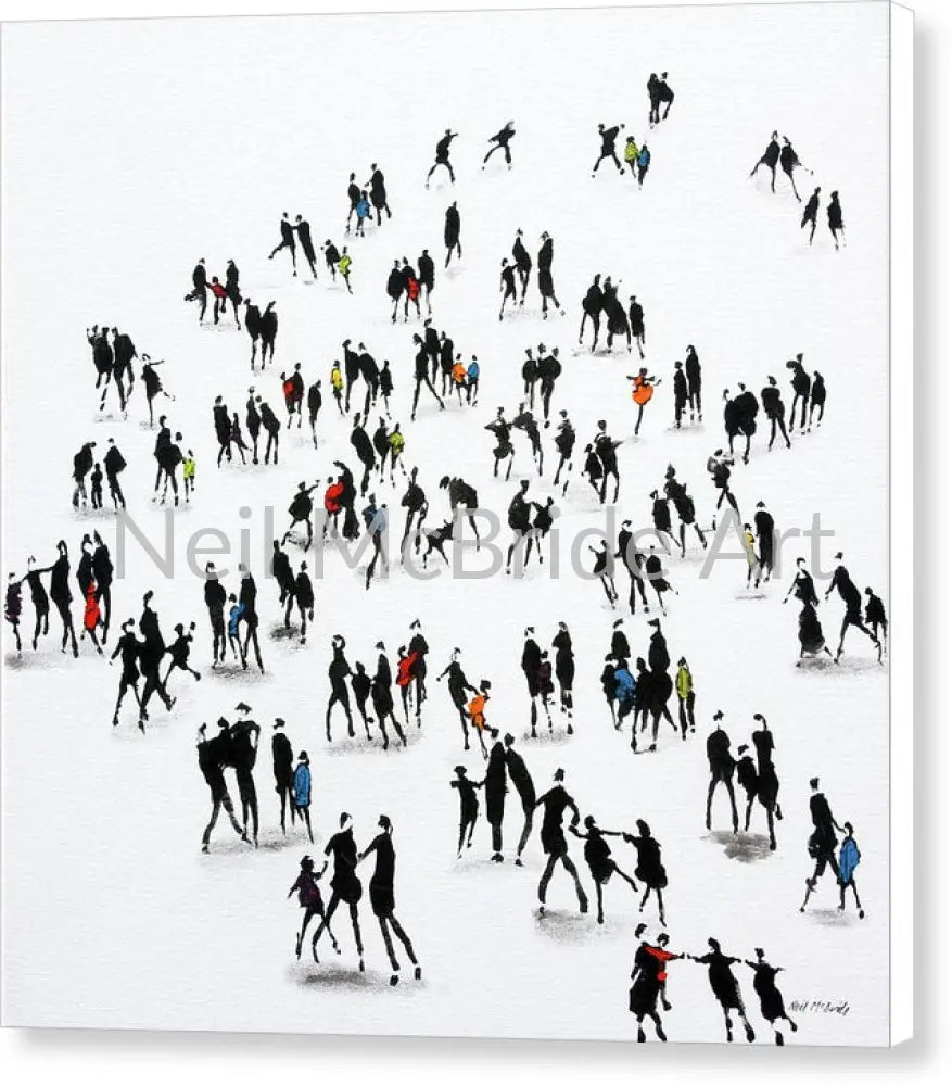 Families Outing Canvas Print 14’’ x 14’’ / White / Glossy Canvas Print