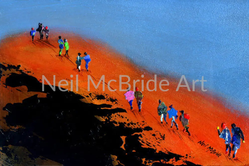 Hiking painting for sale - the final push to the summit © Neil McBride 2020