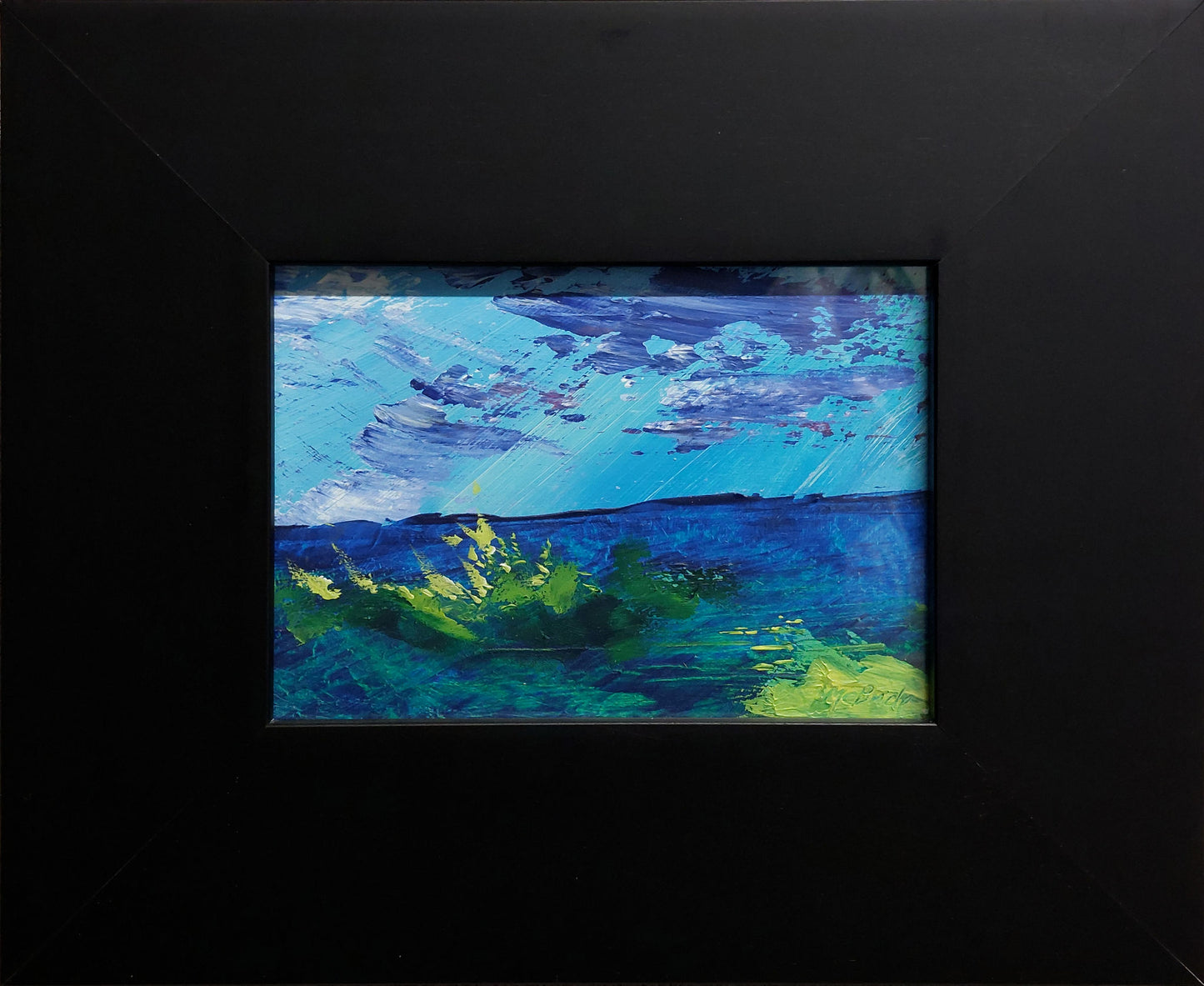 Framed moorland painting showing a twilight sky over the North York Moors — Neil McBride Art