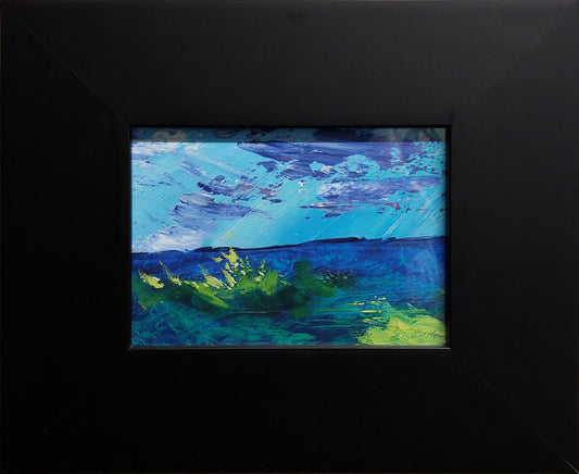 Framed moorland painting showing a twilight sky over the North York Moors — Neil McBride Art