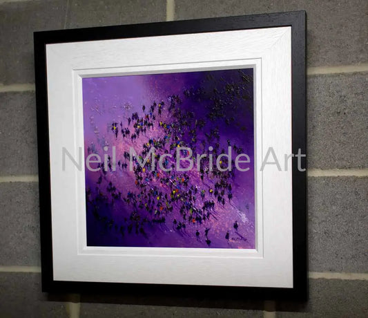 Crowd in a Lavender Field framed original painting on board by Neil McBride