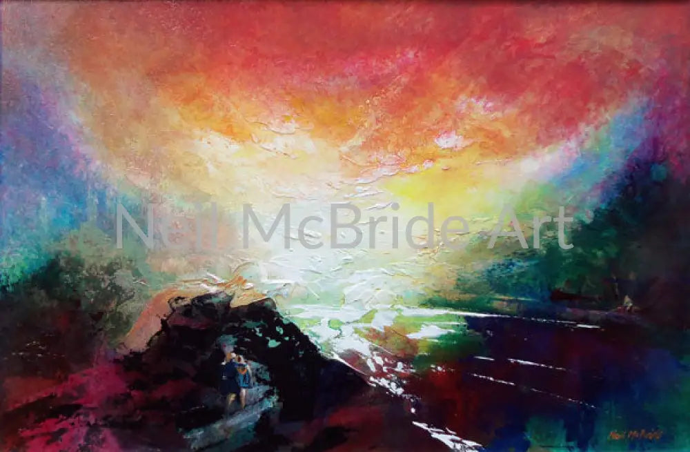 An original painting on board inspired by the works of JMW Turner by Yorkshire artist Neil McBride