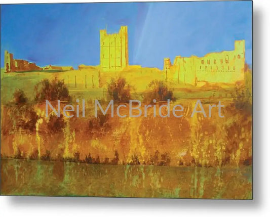 Richmond Castle In Gold - Metal Print 14.000’’ x 9.375’’ Metal Print