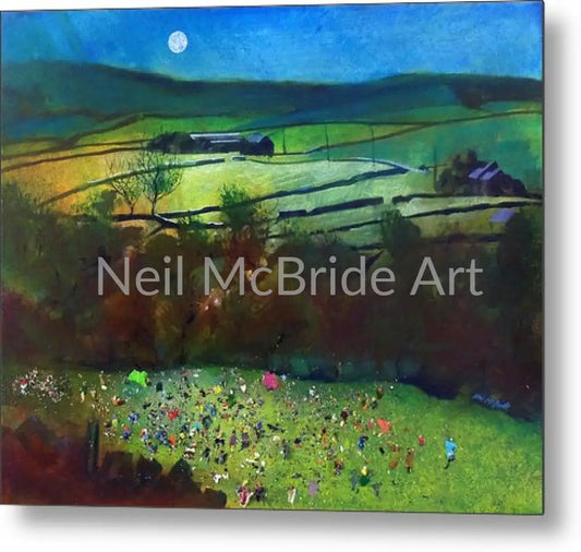 Summer Camp is an atmospheric landscape picture of a crowd of campers arriving under a moonlit sky. © Neil McBride 2019