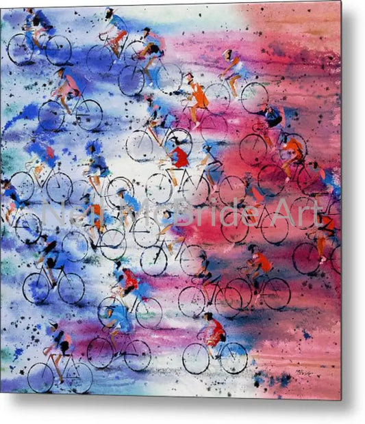 The Tour de France cycle race peloton is brought to life on these bleu, blanc and rouge precision metal prints © Neil McBride 2019