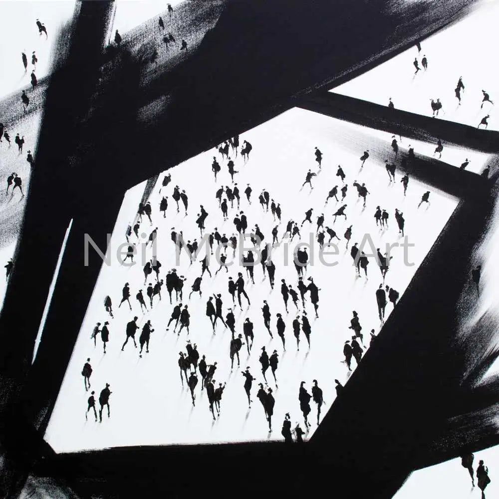 Vantage Point is a hybrid abstract / figurative original painting from the studio of Neil McBride