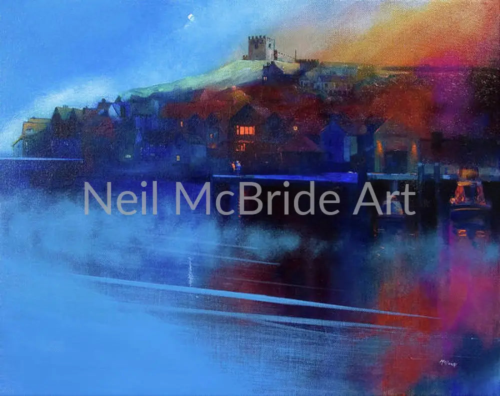 Whitby Moon and Mist Paper prints 12’’ x 9.5’’ / Somerset Velvet Art Print