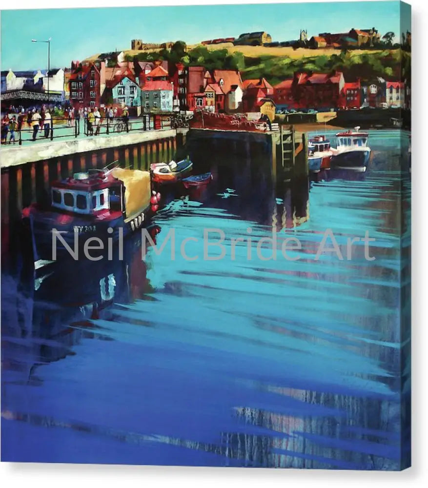 Whitby New Quay Canvas Print 16.000’’ x 16.000’’ / Mirrored / Glossy Canvas Print
