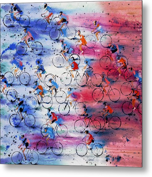 The Tour de France cycle race peloton is brought to life on these bleu, blanc and rouge precision metal prints © Neil McBride 2019