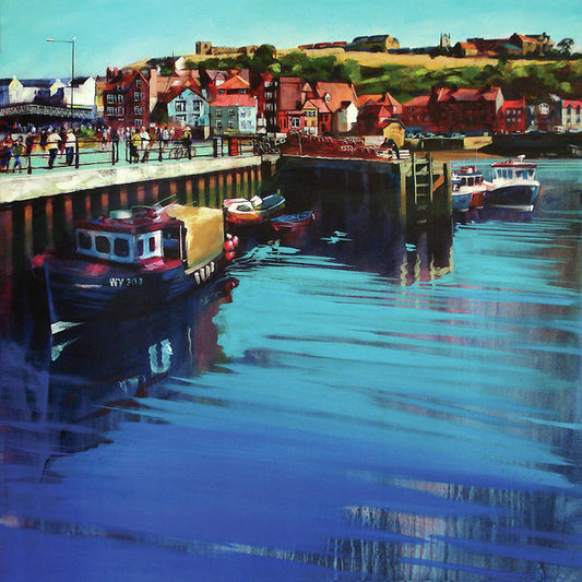 Art print on paper of Whitby New Quay on the Yorkshire coast from an original painting by Yorkshire artist Neil Mcbride. © Neil Mcbride 2018