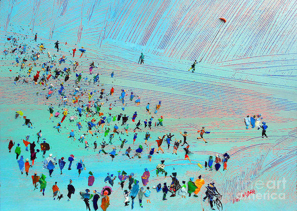 Fell Runners crowd art prints on paper by Neil McBride Art