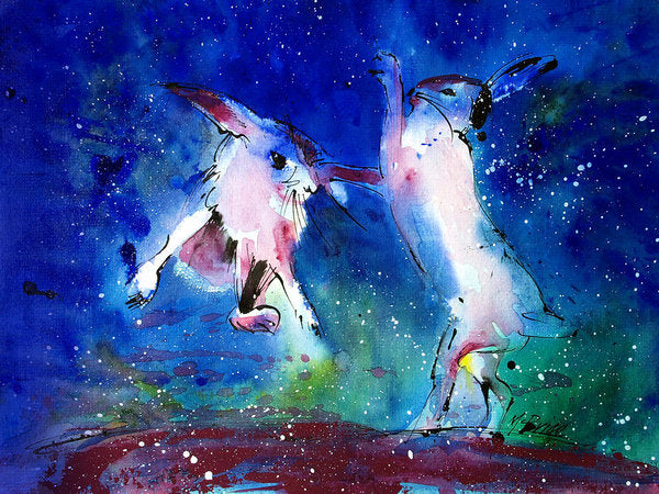 Boxing Hares - Art Prints on paper by Neil McBride Art