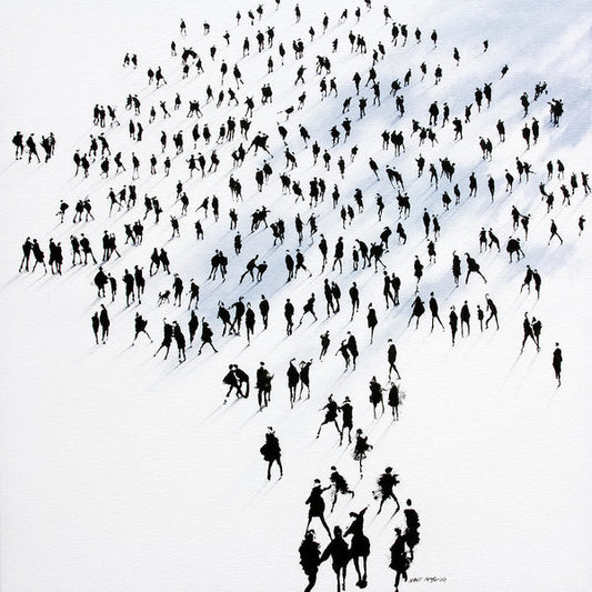 Family Tree, Black and white crowds art prints on paper © Neil McBride 2022