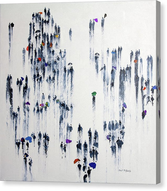 Crowd of people art on canvas by British visual artist Neil McBride