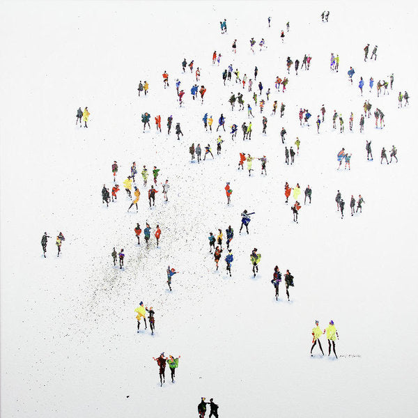 A crowd of people with a Hint of Autumn Colours captured textured paper prints by Neil McBride