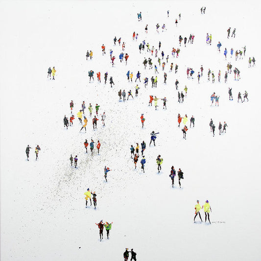 A crowd of people with a Hint of Autumn Colours captured textured paper prints by Neil McBride