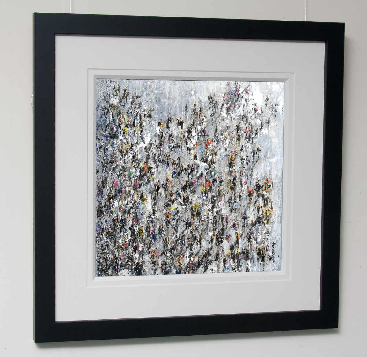 A framed original crowd art painting by Yorkshire based artist Neil McBride
