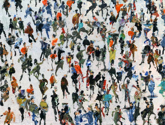 Crowds art titled Covert Meeting © Neil McBride 2019.  #artistsupportpledge