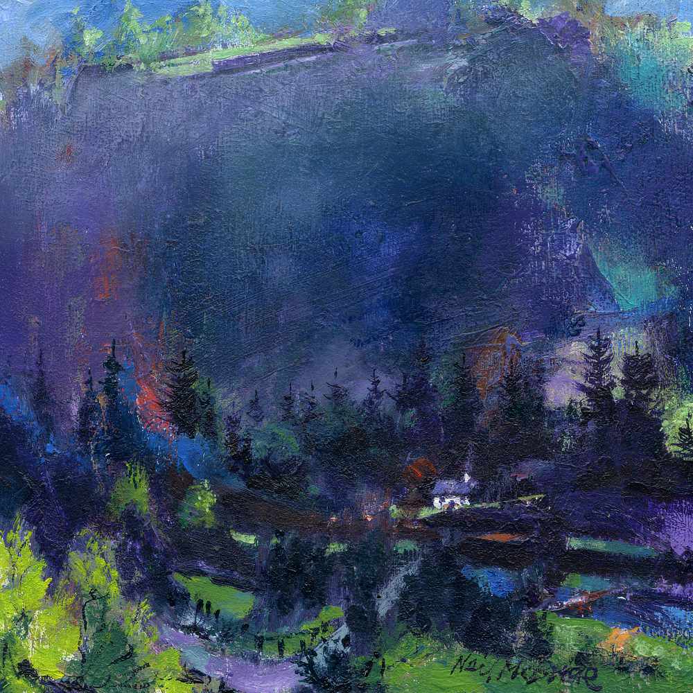 Original Lake District landscape painting on board  with a Cumbria Cottage in the English Lake District © Neil McBride 2020