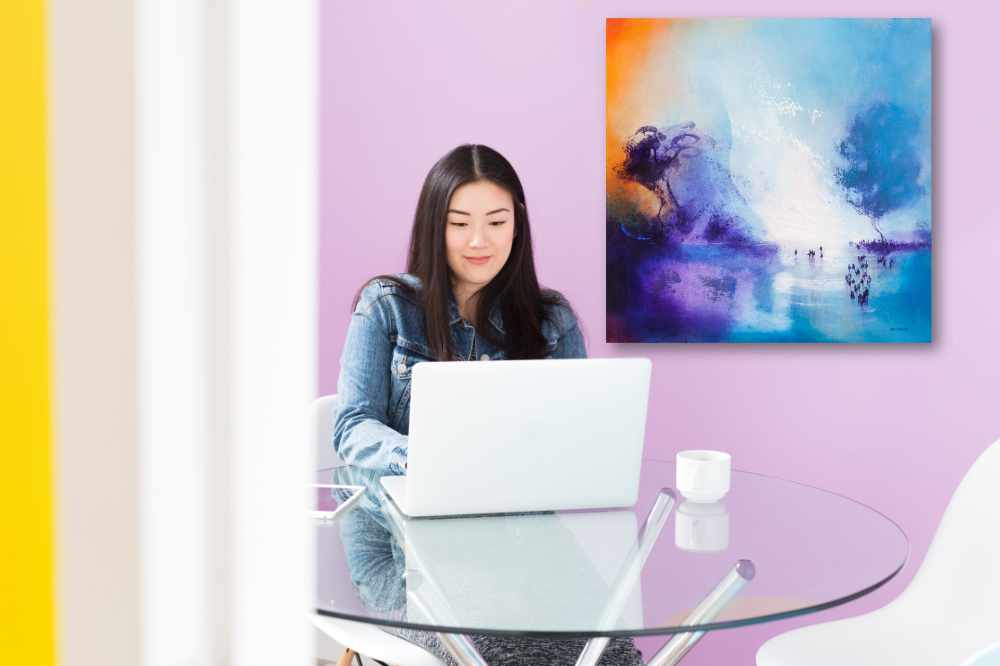 Lagoon painting in a study setting by Neil McBride