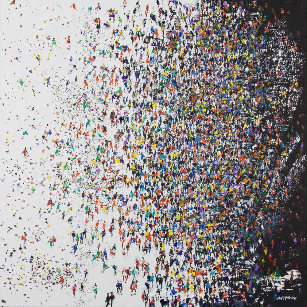 Original painting of a crowd titled Migration by Neil McBride ©Neil McBride 2020