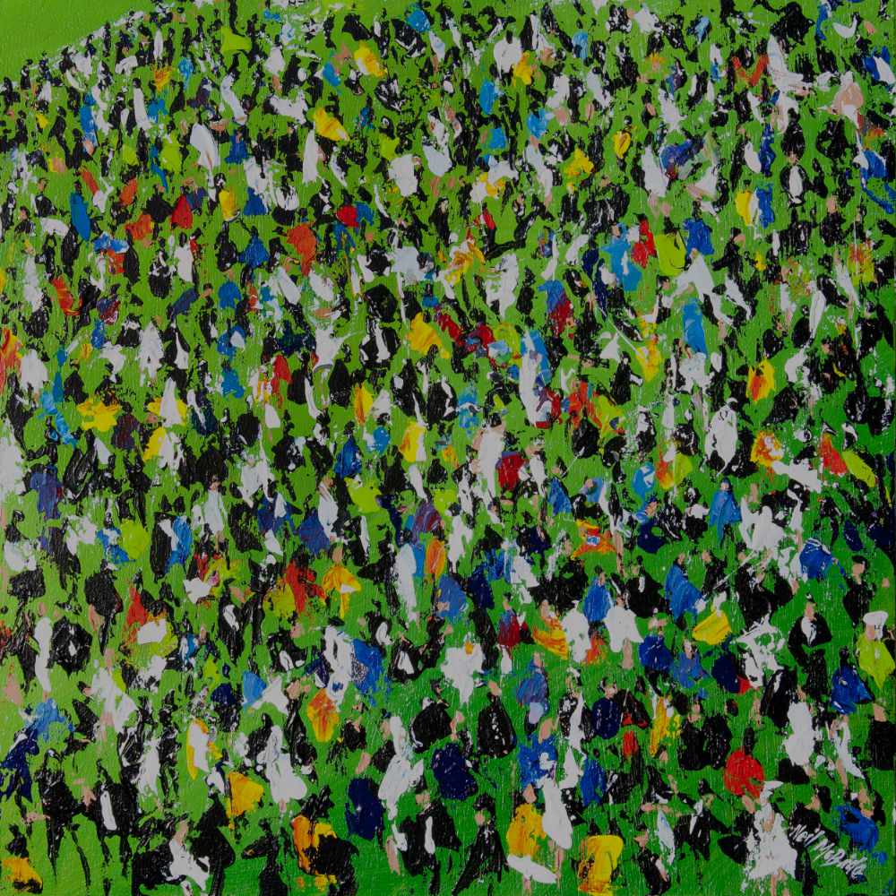 Original painting of a crowd titled Race Day  by Neil McBride ©Neil McBride 2021