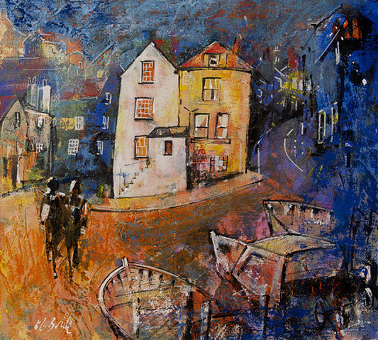 Robin Hood's Bay Evening, mixed media painting © Neil McBride 2019