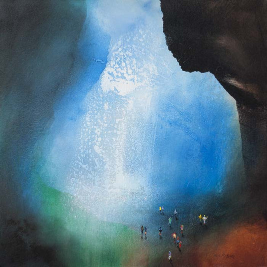 Cave trekking - Seeking Emerald - Original artwork on canvas - Neil McBride Art