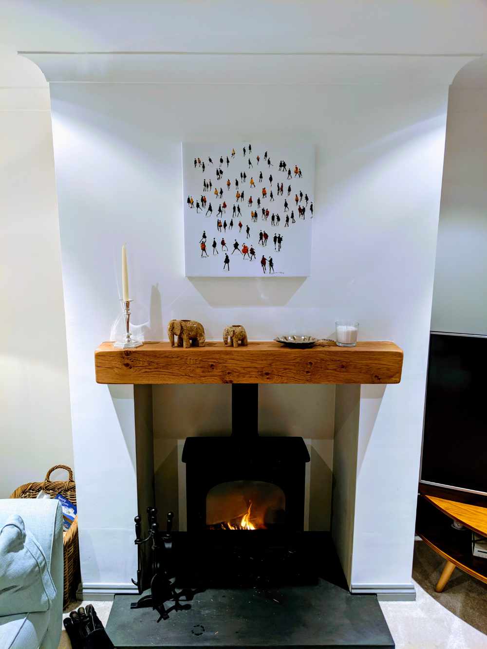 Birging canvas by Neil Mcbride, nicely displayed above a stove.  2020