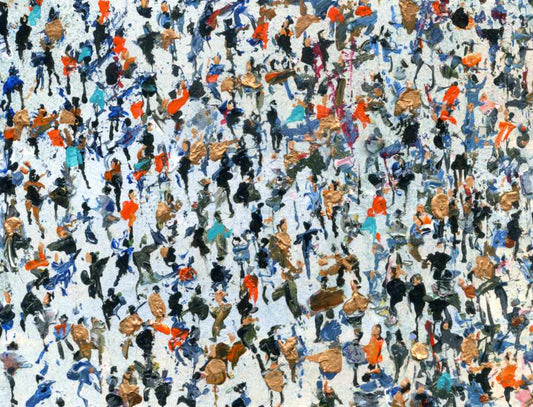 Crowds art on board titled Copper Mined © Neil McBride 2020