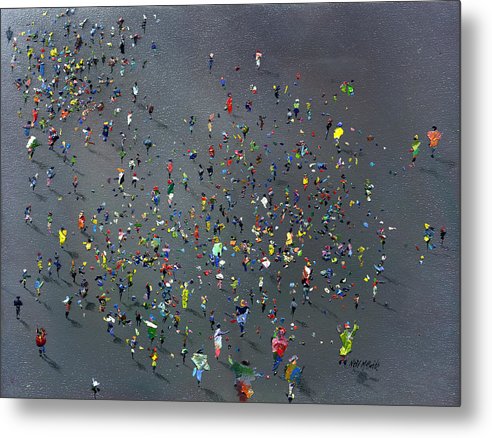 Playful playground scene featuring a school of children on a tarmac grey background. All printed onto a durable aluminium sheet.