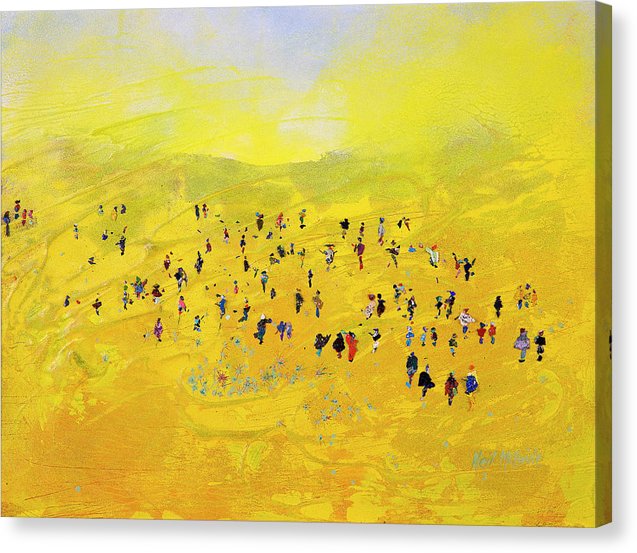 Yellow prairie gathering of people captured on canvas. Landscape canvas prints uk © Neil McBride 2025