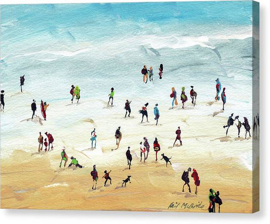 Spot the sole surfer heading for the sea on this crowded beach . Copyright Neil McBride.